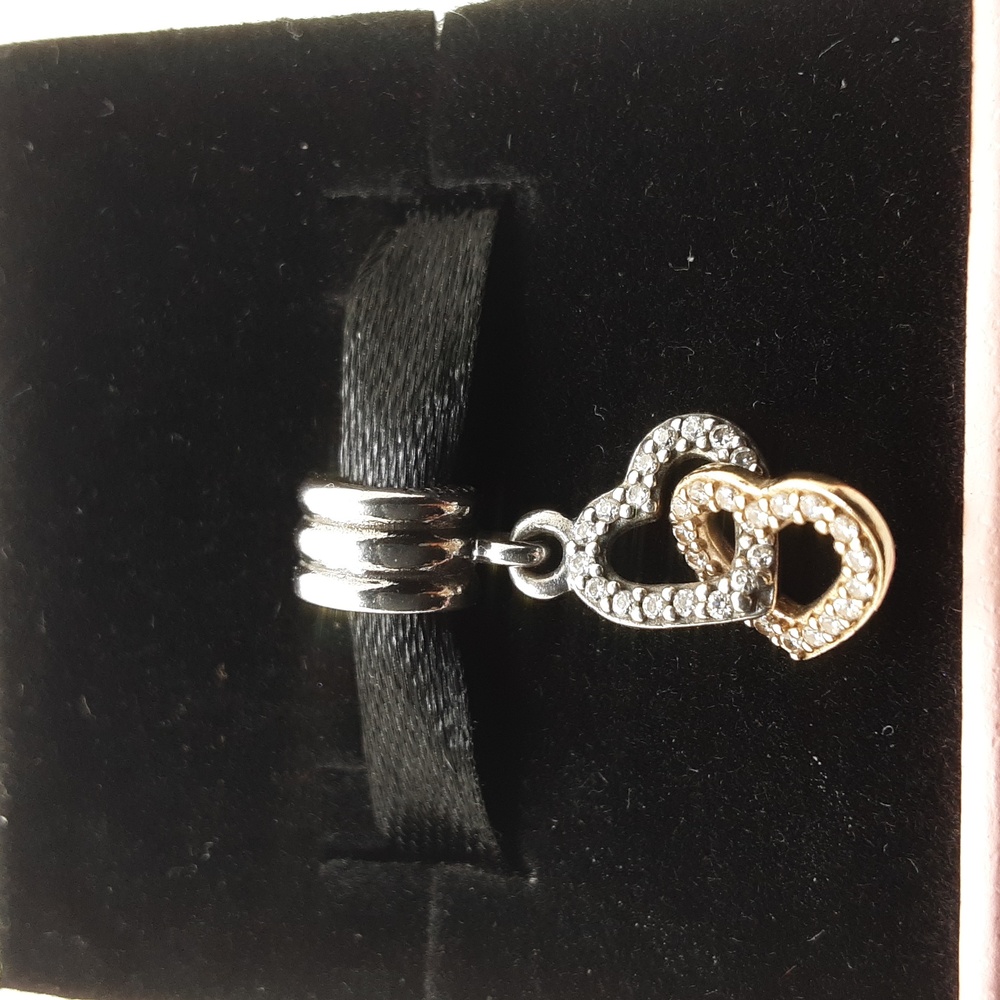 Authentic Pandora Interlocking Hearts Dangle Char… - image 1